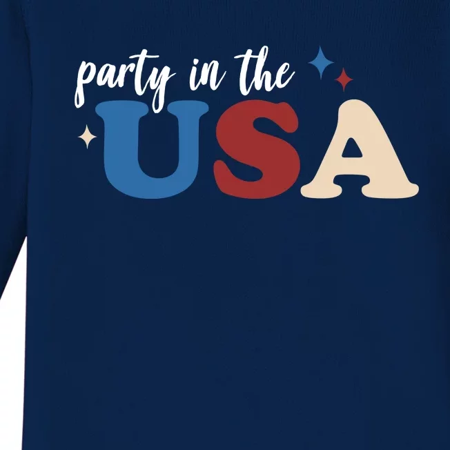 Party In The USA Holiday Festive Baby Long Sleeve Bodysuit