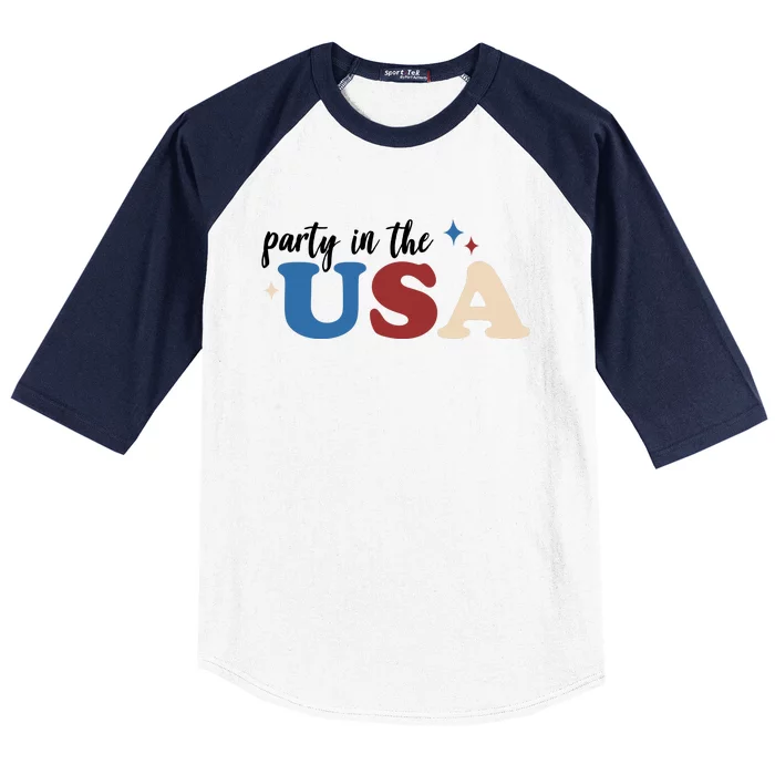 Party In The USA Holiday Festive Baseball Sleeve Shirt