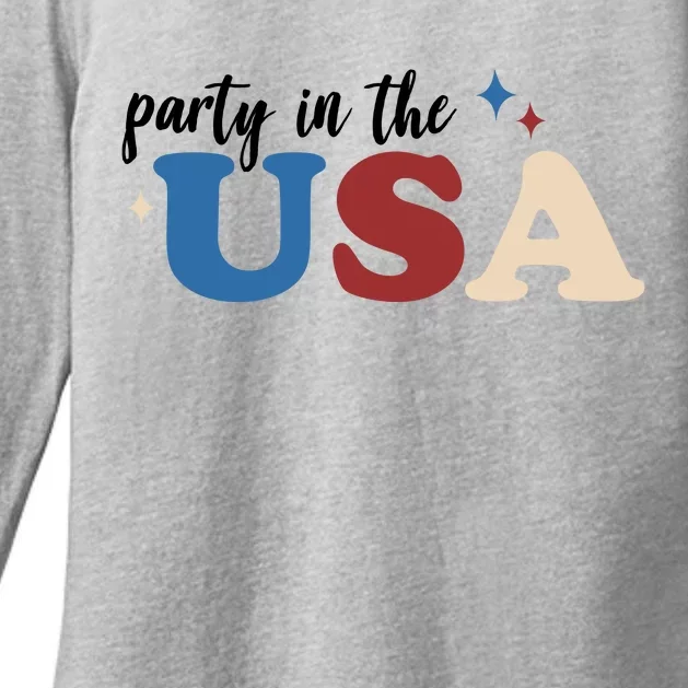 Party In The USA Holiday Festive Womens CVC Long Sleeve Shirt