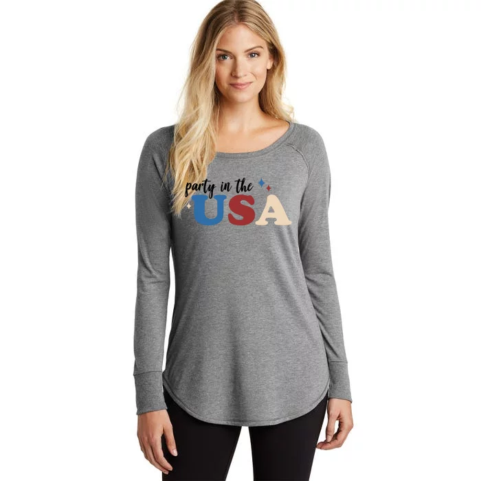 Party In The USA Holiday Festive Women's Perfect Tri Tunic Long Sleeve Shirt