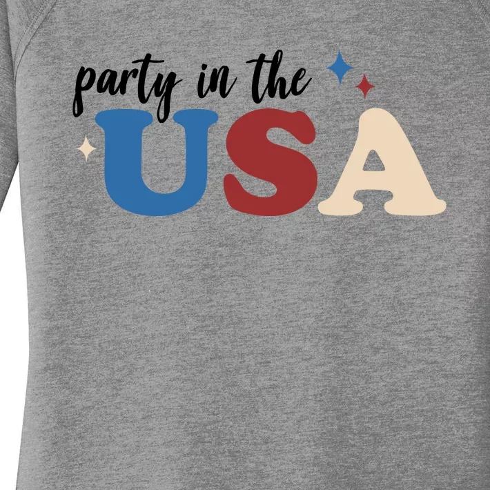 Party In The USA Holiday Festive Women's Perfect Tri Tunic Long Sleeve Shirt