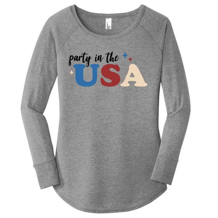 Party In The USA Holiday Festive Women's Perfect Tri Tunic Long Sleeve Shirt