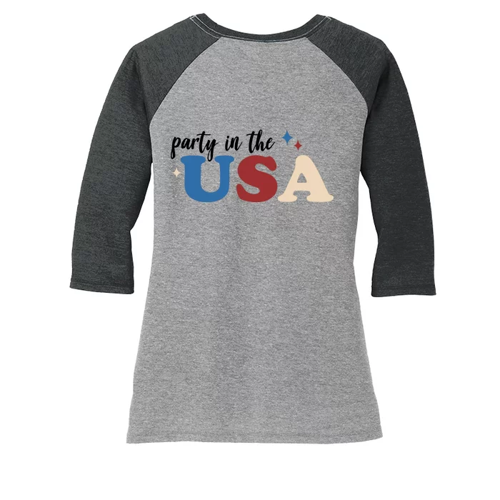 Party In The USA Holiday Festive Women's Tri-Blend 3/4-Sleeve Raglan Shirt