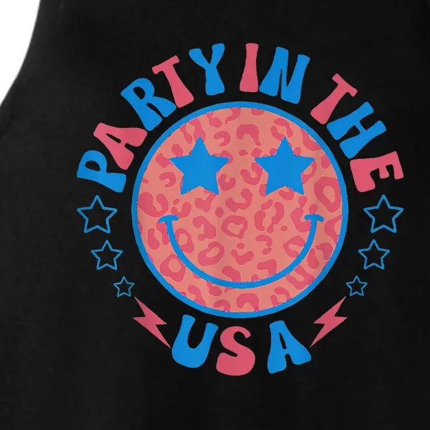 Party In The Usa 4th Of July Preppy Smile Ladies Tri-Blend Wicking Tank