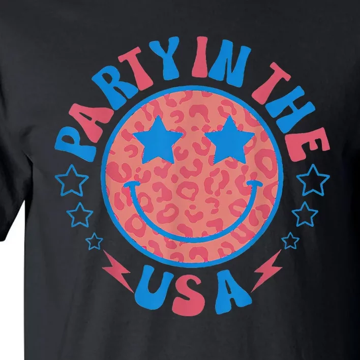 Party In The Usa 4th Of July Preppy Smile Tall T-Shirt