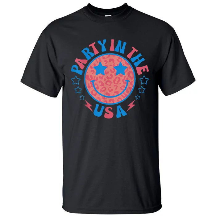 Party In The Usa 4th Of July Preppy Smile Tall T-Shirt