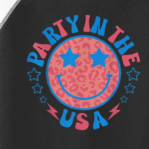 Party In The Usa 4th Of July Preppy Smile Toddler Fine Jersey T-Shirt