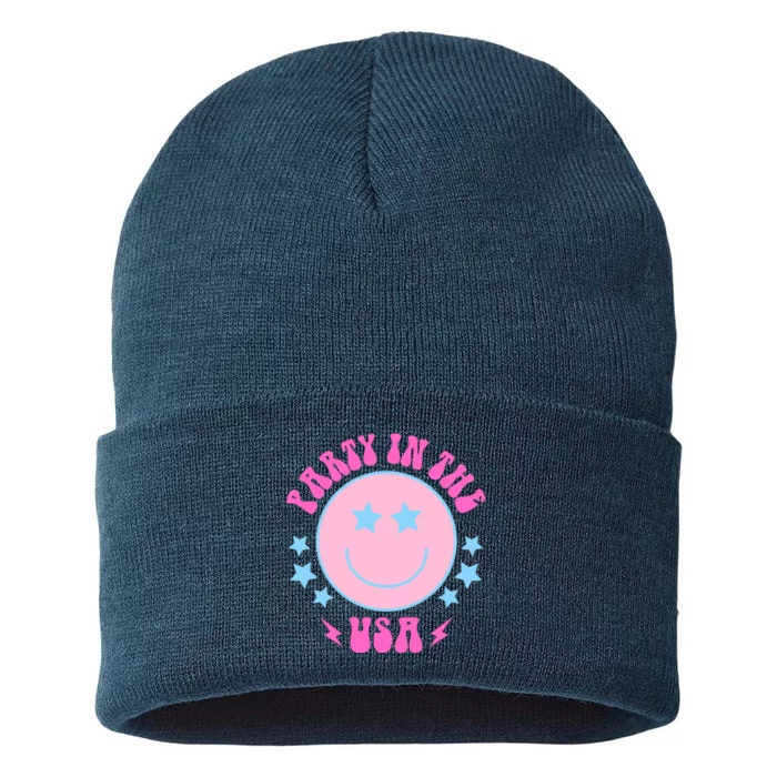 Party In The USA Retro Star Smile Sustainable Knit Beanie