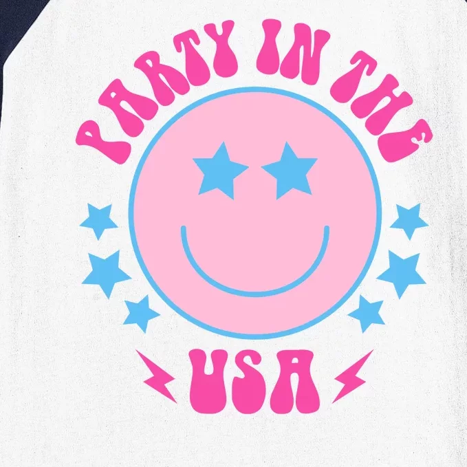 Party In The USA Retro Star Smile Baseball Sleeve Shirt