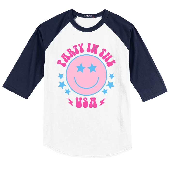 Party In The USA Retro Star Smile Baseball Sleeve Shirt