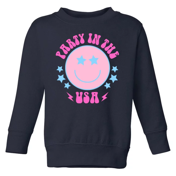 Party In The USA Retro Star Smile Toddler Sweatshirt