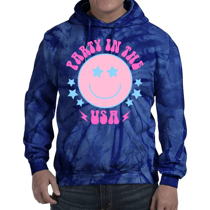 Party In The USA Retro Star Smile Tie Dye Hoodie