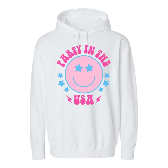 Party In The USA Retro Star Smile Garment-Dyed Fleece Hoodie