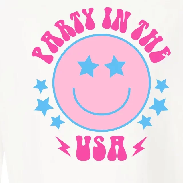 Party In The USA Retro Star Smile Cropped Pullover Crew