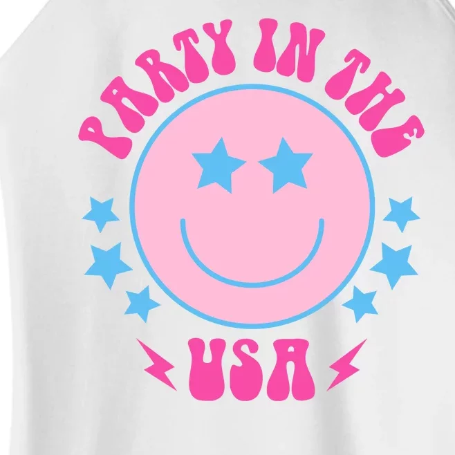 Party In The USA Retro Star Smile Women’s Perfect Tri Rocker Tank