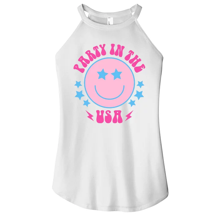 Party In The USA Retro Star Smile Women’s Perfect Tri Rocker Tank