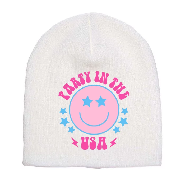 Party In The USA Retro Star Smile Short Acrylic Beanie