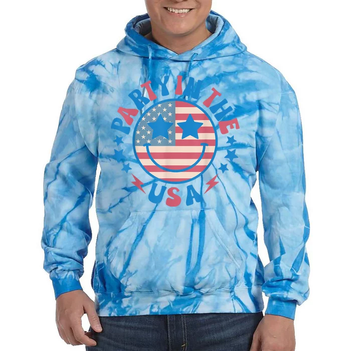 Party In The Usa 4th Of July Preppy Smile Tie Dye Hoodie