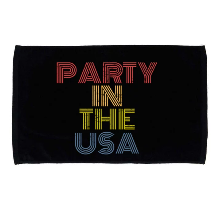 Party In The Usa Funny Retro 70s Distressed Vintage Funny Gift Microfiber Hand Towel