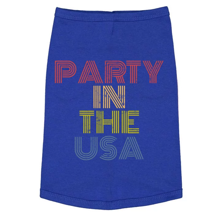 Party In The Usa Funny Retro 70s Distressed Vintage Funny Gift Doggie Tank