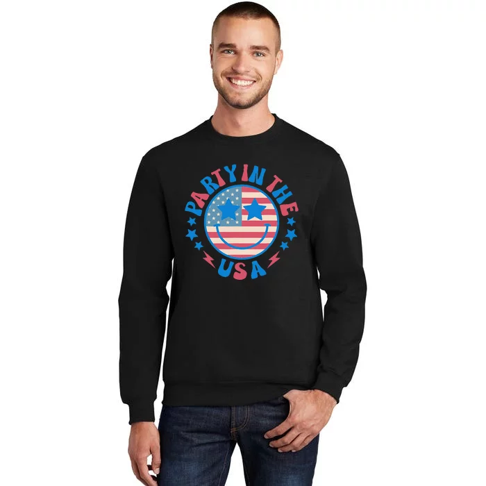 Party In The Usa 4th Of July Preppy Smile Tall Sweatshirt