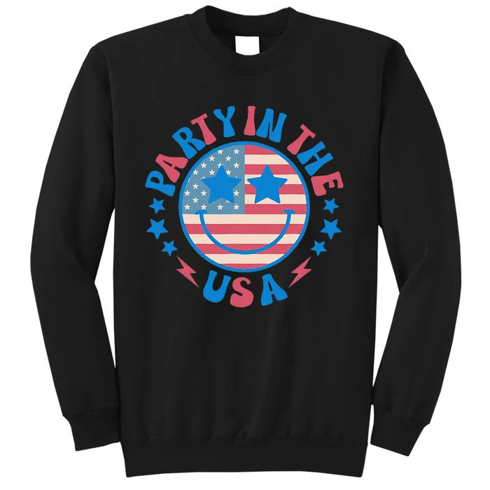 Party In The Usa 4th Of July Preppy Smile Tall Sweatshirt