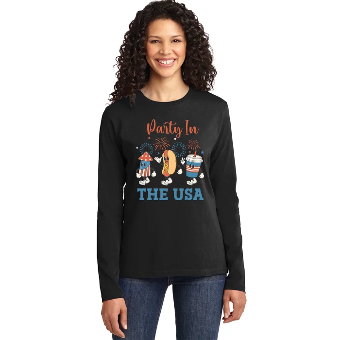 Party In The USA 4th Of July Funny Party USA Summer Family Ladies Long Sleeve Shirt