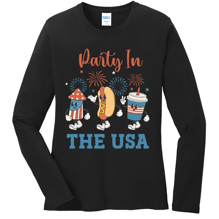 Party In The USA 4th Of July Funny Party USA Summer Family Ladies Long Sleeve Shirt