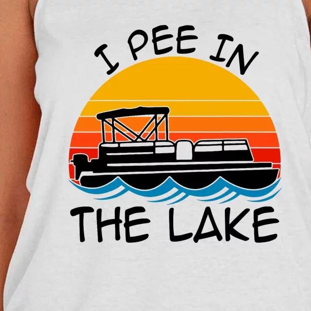 Pee In The Lake Retro Boating Women's Knotted Racerback Tank