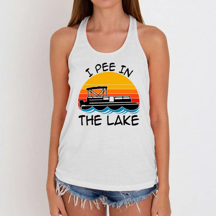 Pee In The Lake Retro Boating Women's Knotted Racerback Tank