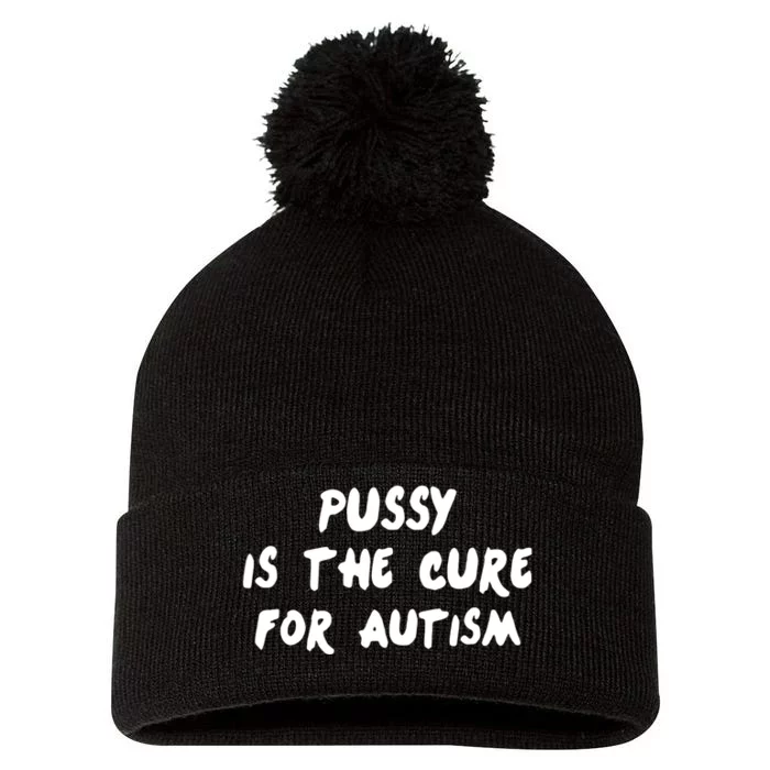 Pussy Is The Cure For Autism Pom Pom 12in Knit Beanie