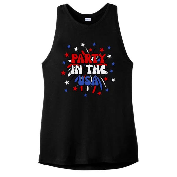 Party In The Usa Festive 4th Of July Celebration Ladies Tri-Blend Wicking Tank