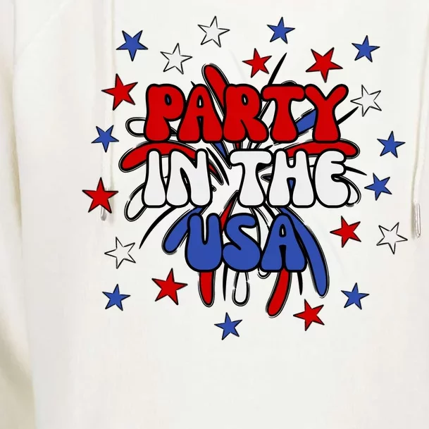 Party In The Usa Festive 4th Of July Celebration Womens Funnel Neck Pullover Hood