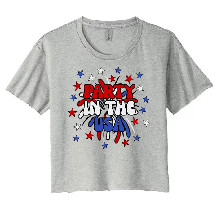 Party In The Usa Festive 4th Of July Celebration Women's Crop Top Tee