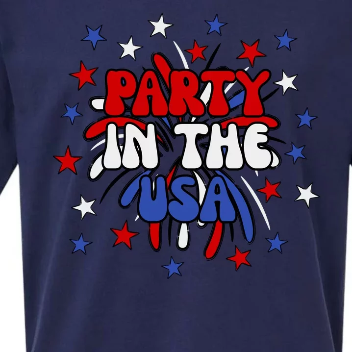 Party In The Usa Festive 4th Of July Celebration Sueded Cloud Jersey T-Shirt