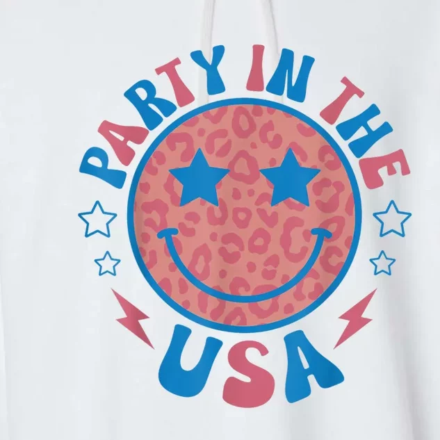 Party In The USA 4th Of July Preppy Smile Garment-Dyed Fleece Hoodie