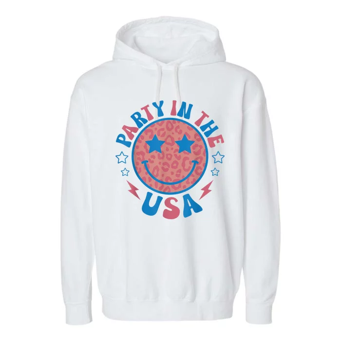 Party In The USA 4th Of July Preppy Smile Garment-Dyed Fleece Hoodie