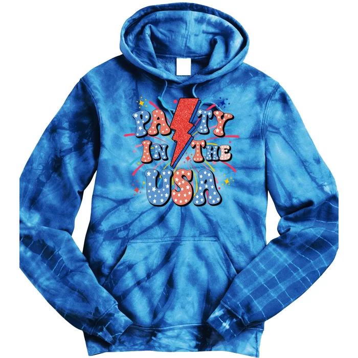 Party In The Usa Vintage Retro Patriotic 4th Of July America Gift Tie Dye Hoodie