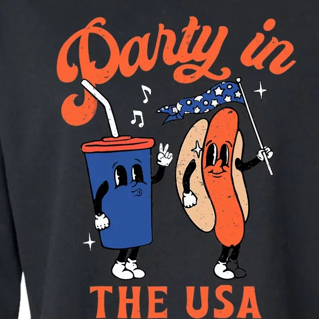 Party In The USA Shirt Hot Dog Lover Usa Funny 4th Of July Cropped Pullover Crew