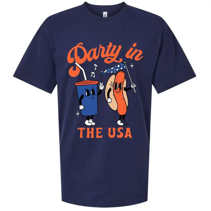 Party In The USA Shirt Hot Dog Lover Usa Funny 4th Of July Sueded Cloud Jersey T-Shirt