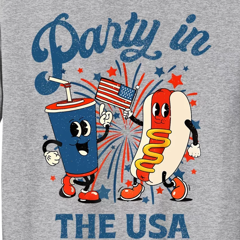 Party In The Usa 4th Of July Themed Soda And Hotdog Tall Sweatshirt