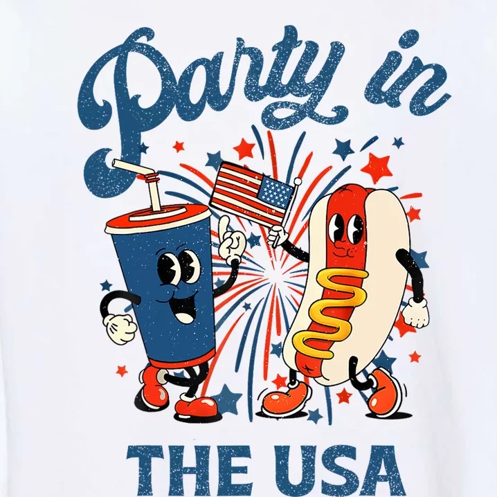 Party In The Usa 4th Of July Themed Soda And Hotdog Garment-Dyed Sweatshirt