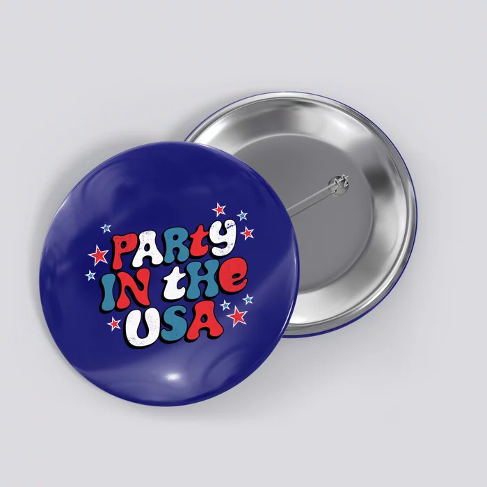 Party In The Usa Retro Patriotic Distressed Cool Gift Button