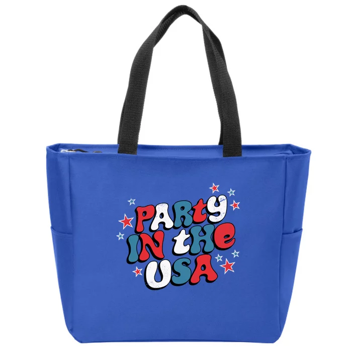 Party In The Usa Retro Patriotic Distressed Cool Gift Zip Tote Bag