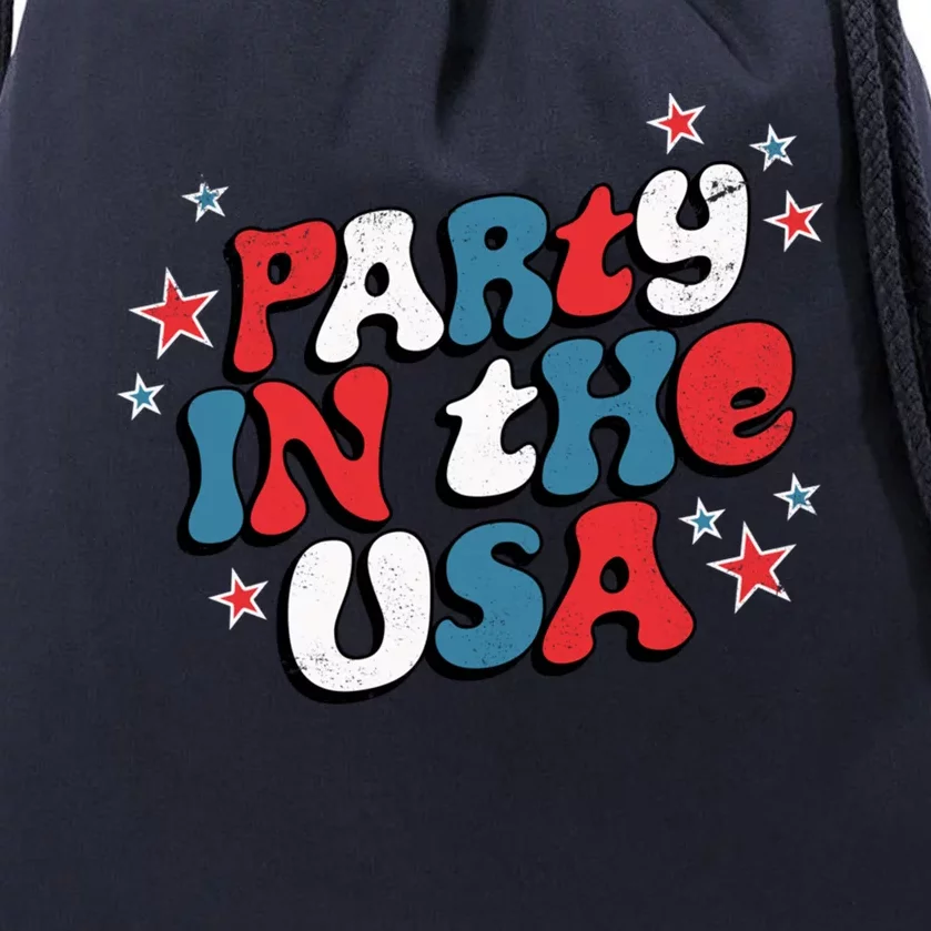 Party In The Usa Retro Patriotic Distressed Cool Gift Drawstring Bag