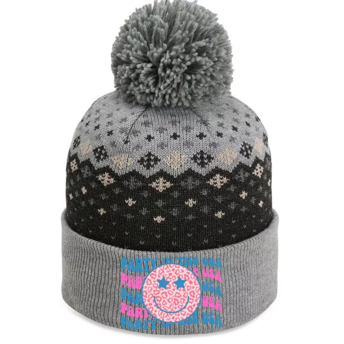 Party In The Usa Retro Smile Groovy The Baniff Cuffed Pom Beanie