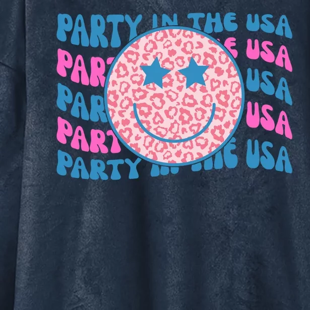 Party In The Usa Retro Smile Groovy Hooded Wearable Blanket