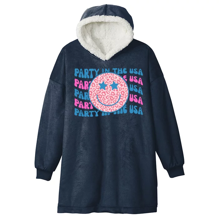 Party In The Usa Retro Smile Groovy Hooded Wearable Blanket