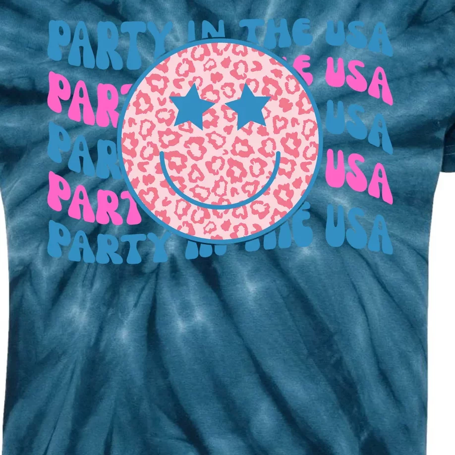 Party In The Usa Retro Smile Groovy Kids Tie-Dye T-Shirt