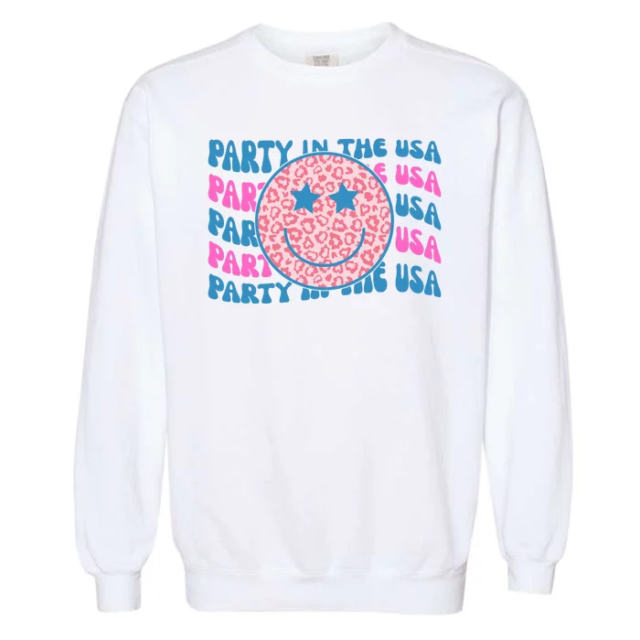 Party In The Usa Retro Smile Groovy Garment-Dyed Sweatshirt